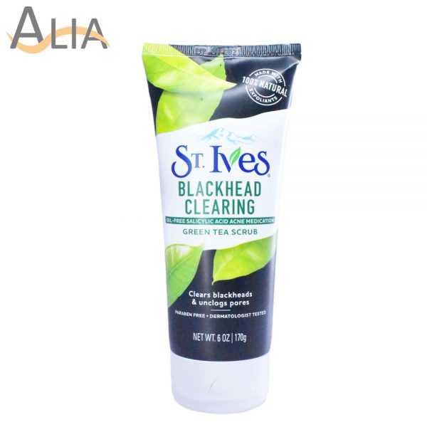 St. ives blackhead clearing oil free salicylic acid acne medication green tea scrub (170g)