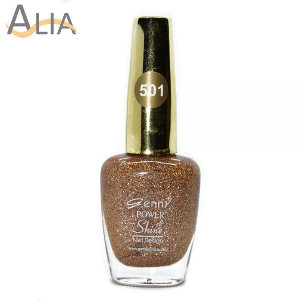 Genny nail polish (501) gold & red glitter color